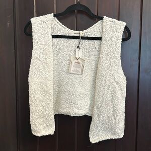 white cotton short cardigan